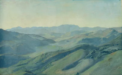 Vy över landsbygden i Tyrolen, omkring 1842